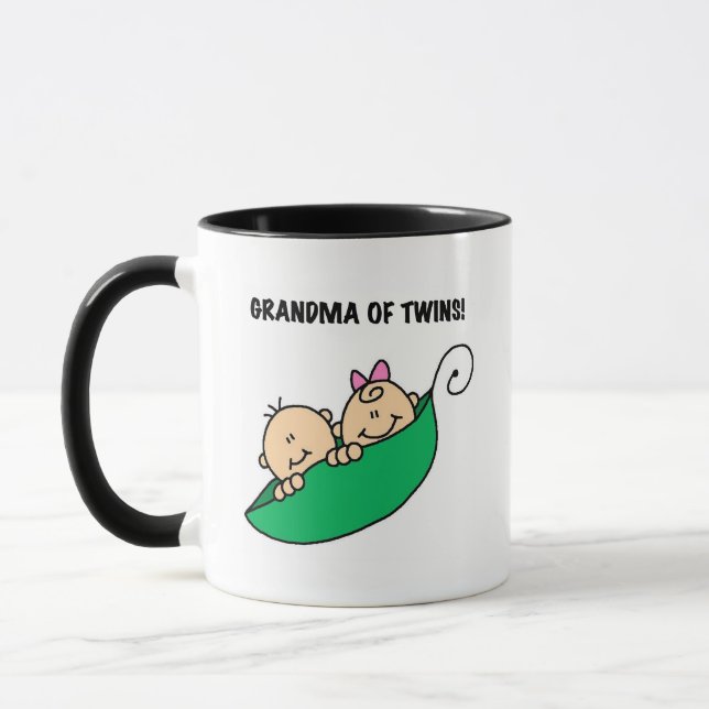 Grandma of Twins Peas in a Pod Tshirts and Gifts Mug (Left)