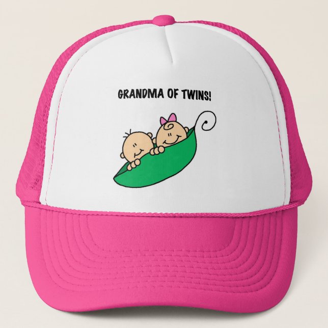 Grandma of Twins Peas in a Pod Tshirts and Gifts Trucker Hat (Front)