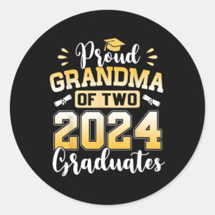 Grandma Of Two 2024 Graduates Senior Cl Of 2024  Classic Round Sticker