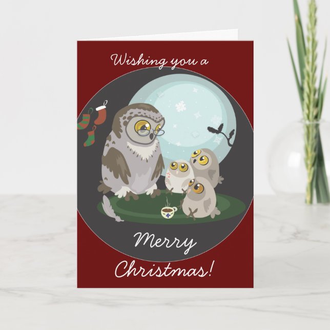 Grandma Owl Storytelling Christmas Card (Front)