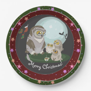 Grandma Owl Storytelling Christmas Paper Plate