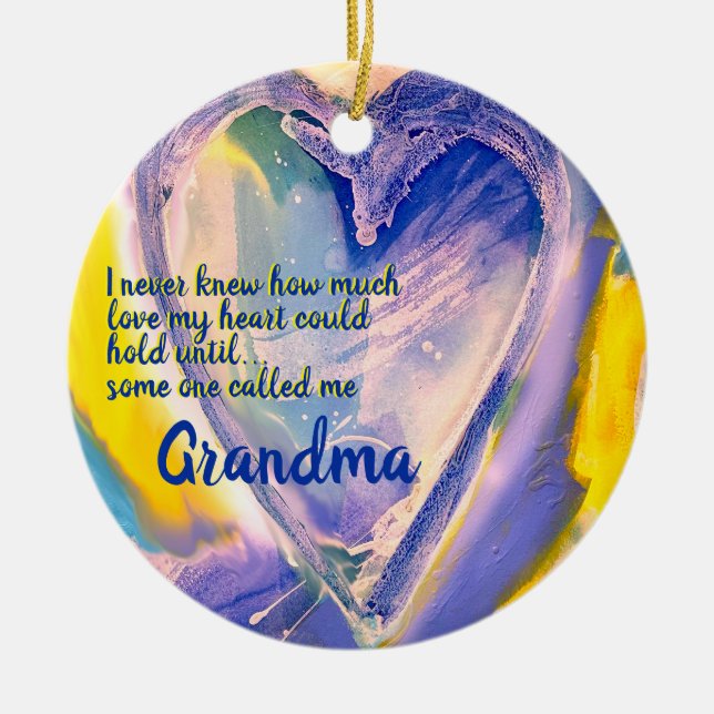 Grandma Painted Heart Ornament (Front)