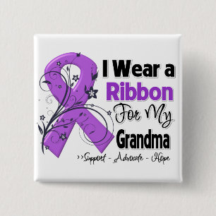 Grandma - Pancreatic Cancer Ribbon 15 Cm Square Badge