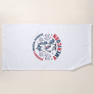 Grandma Patriotic Americorn Unicorn Shirt Design_1 Beach Towel