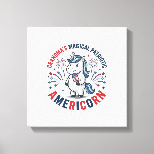 Grandma Patriotic Americorn Unicorn Shirt Design_1 Canvas Print