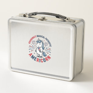 Grandma Patriotic Americorn Unicorn Shirt Design_1 Metal Lunch Box