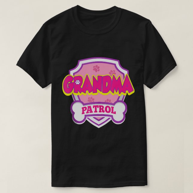 Grandma Patrol Dog Funny Gift Birthday Party T-Shi T-Shirt (Design Front)
