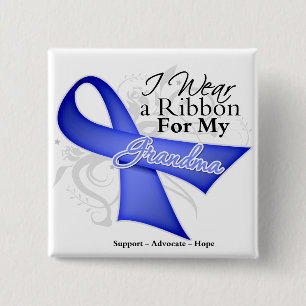 Grandma Periwinkle Ribbon - Stomach Cancer 15 Cm Square Badge