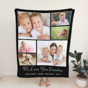 Grandma Personalised Black Photo Sherpa Blanket