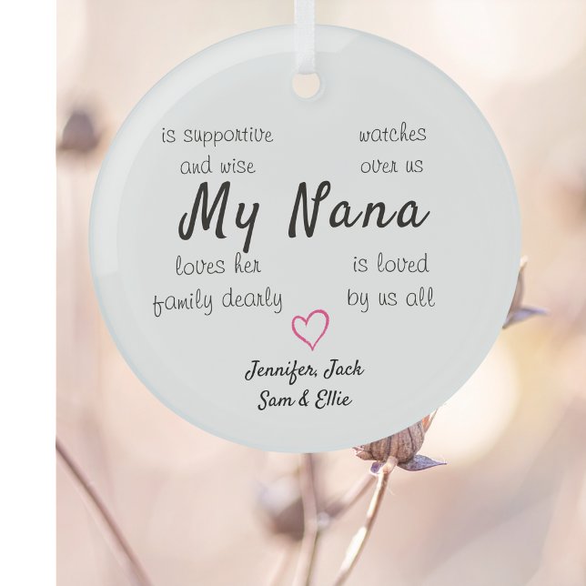 Grandma Personalised Glass Ornament (Creator Uploaded)