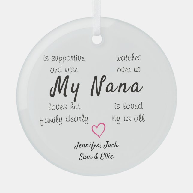 Grandma Personalised Glass Ornament (Front)