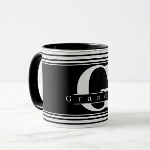 Grandma Personalised Monogram Black & White Mug