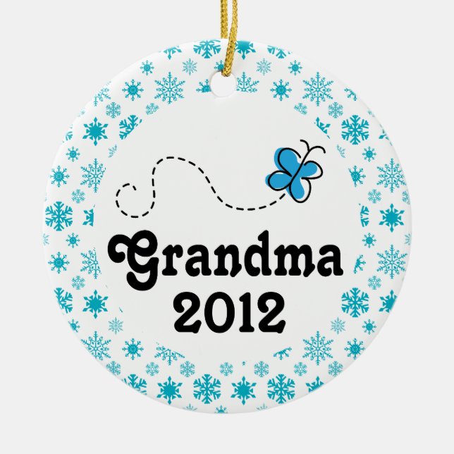 Grandma Personalised Snowflake Christmas Ornament (Front)