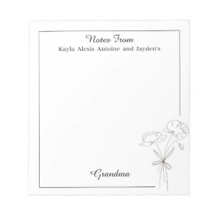 Grandma Personalised Stationery Paper Floral Set  Notepad