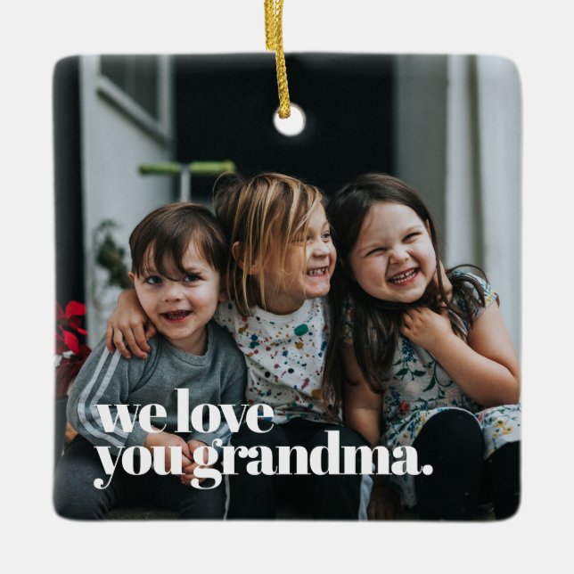 Grandma Photo Christmas Tree Ceramic Ornament (Front)