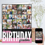 Grandma Photo Collage 31 Picture Happy Birthday Card<br><div class="desc">Create your own big happy birthday card. The photo template is ready for you to add 31 of your favourite pictures, 30 of which are displayed in square / instagram format in a simple grid style photo collage and the main one is in frameworthy portrait format on the inside. The...</div>
