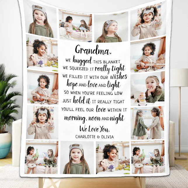 Grandma Photo Collage Fleece Blanket Zazzle