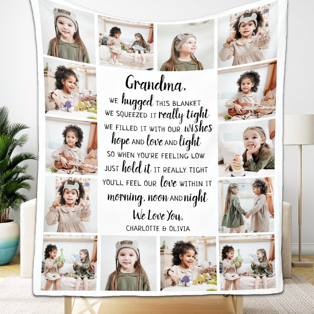 Grandma Photo Collage Fleece Blanket (Creator Uploaded)