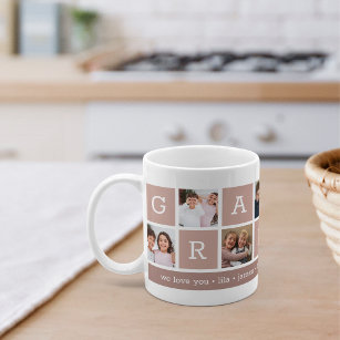 Grandma Photo Collage & Grandchildren Names Coffee Mug