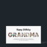 Grandma Photo Collage Letter Cutout Happy Birthday Card<br><div class="desc">Celebrate the special moments with your grandmother with this Grandma Photo Collage design. This customisable design is perfect for creating a personalised and heartfelt gift for Mother's Day and Birthday celebration. Craft a beautiful collage with the word GRANDMA, featuring cherished moments, creating a visual journey of the precious memories you've...</div>