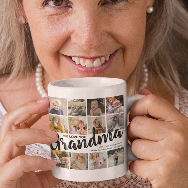 GRANDMA, Photo Collage, Names & Quote Gift Coffee Mug (Creator Uploaded)