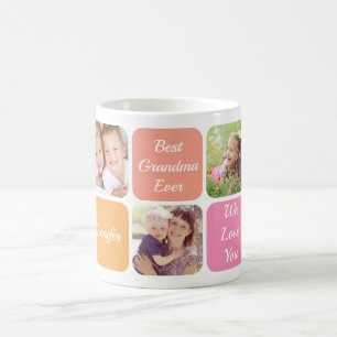 Grandma Photo Collage Pink Orange Coffee Mug
