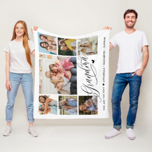Grandma Photo Collage Typography Keepsake   Fleece Blanket
