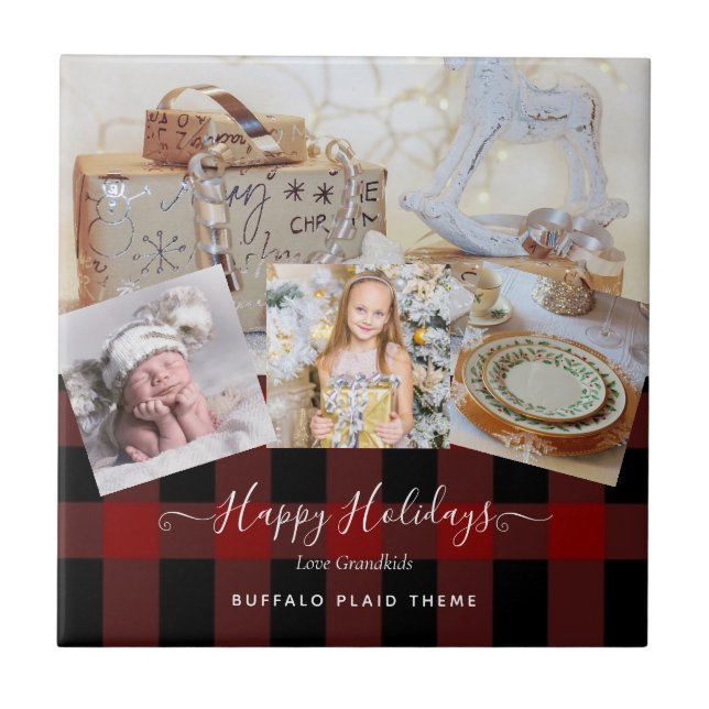 Grandma Photo Gift Grandpa Grandkids Collage Tile (Front)