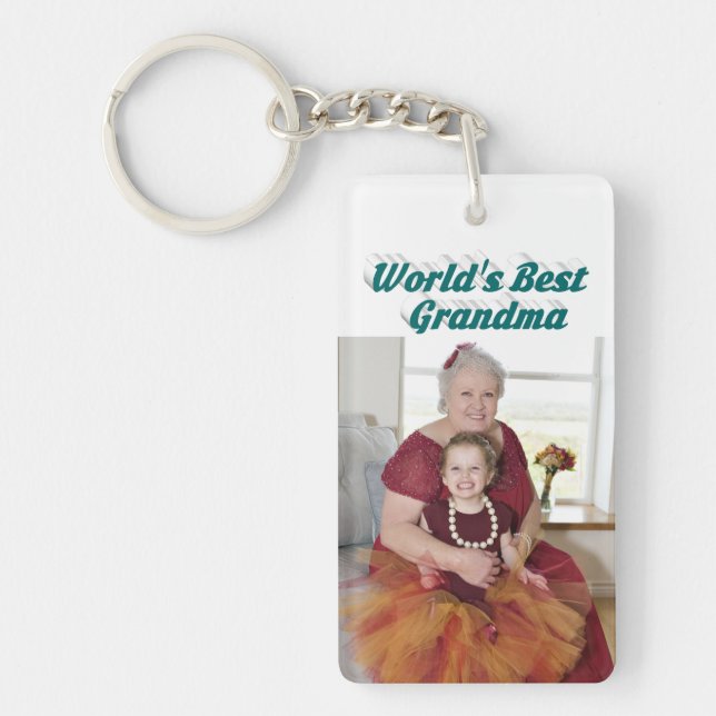 Grandma Photo green text Mothers Day Key Ring (Front)