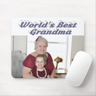 Grandma Photo grey typography Mouse Mat