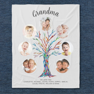 Grandma Photo Keepsake Grey Fleece Blanket