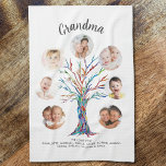 Grandma Photo Keepsake Tea Towel<br><div class="desc">This modern Grandma kitchen towel is decorated with a colourful mosaic family tree.
Easily customisable with a selection of seven photos and the grandchildren's names.
Makes a perfect gift for your Grandma.
Original Mosaic © Michele Davies.</div>