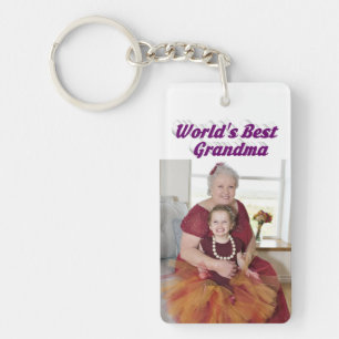 Grandma Photo purple text  Key Ring