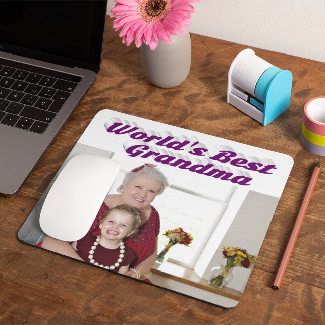 Grandma Photo purple typography  Mouse Mat (Creator Uploaded)