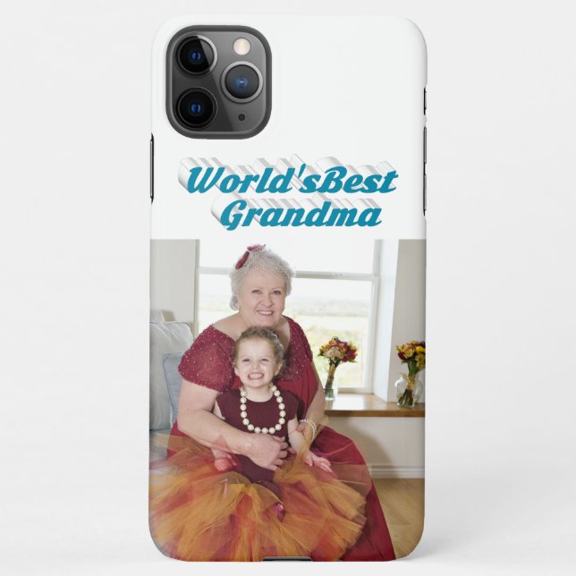 Grandma Photo sky blue typography  iPhone Case (Back)