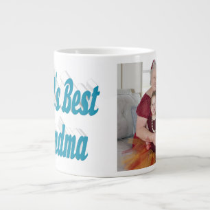 Grandma photo sky blue typography large coffee mug