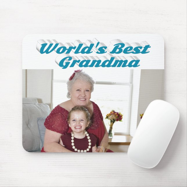 Grandma Photo sky blue typography  Mouse Mat (With Mouse)