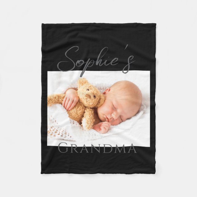 Grandma Photo T Shirt  Fleece Blanket (Front)