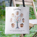 Grandma Photo Tote Bag<br><div class="desc">This modern and stylish Grandma tote bag is decorated with a colourful mosaic family tree.
Easily customisable with a selection of seven photos and the grandchildren's names.
Makes a perfect gift for your Grandma.
Original Mosaic © Michele Davies.</div>