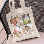 Grandma Photos Personalised Tote Bag<br><div class="desc">Grandma will love this custom photo collage tote bag. You can personalise with six family photos of grandchildren, family members, pets, etc., and customise the expression to "I Love You" or "We Love You, " and whether she is called "Grandma, " "Nana, " "Mum Mum, " etc. You can also...</div>