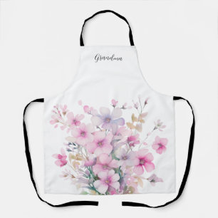 Grandma Pink Floral Botanical Apron