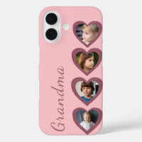 Grandma Pink Hearts Grandchildren Photo Collage