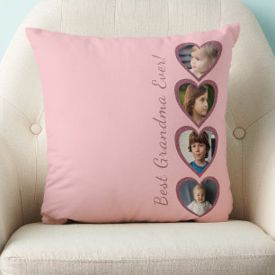 Grandma Pink Hearts Grandchildren Photo Collage  Cushion