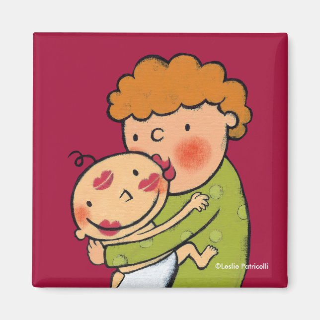Grandma Pink Lipstick Kisses for Baby Magnet (Front)