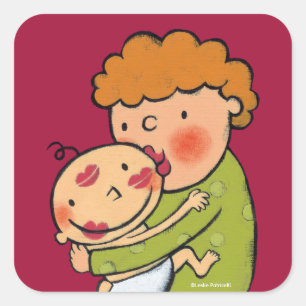 Grandma Pink Lipstick Kisses for Baby Square Sticker