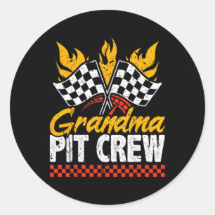 Grandma Pit Crew Race Car Themed Party Racing Fami Classic Round Sticker