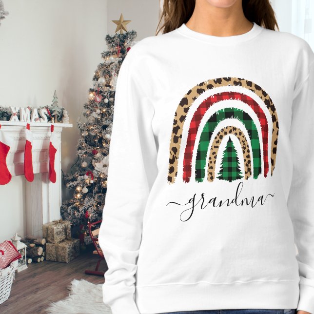 Grandma Plaid and Leopard Print Rainbow Sweatshirt (Creator Uploaded)