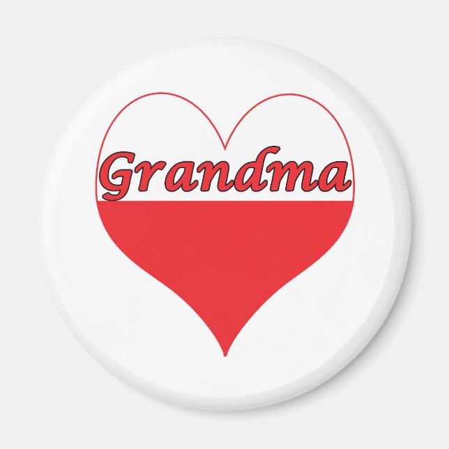 Grandma Polish Heart Magnet (Front)