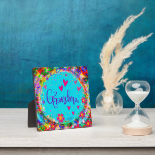 Grandma Pretty Floral Whimsical  Plaque