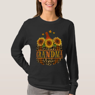 Grandma Pumpkin Leopard Sunflower Grandma Gift T-Shirt